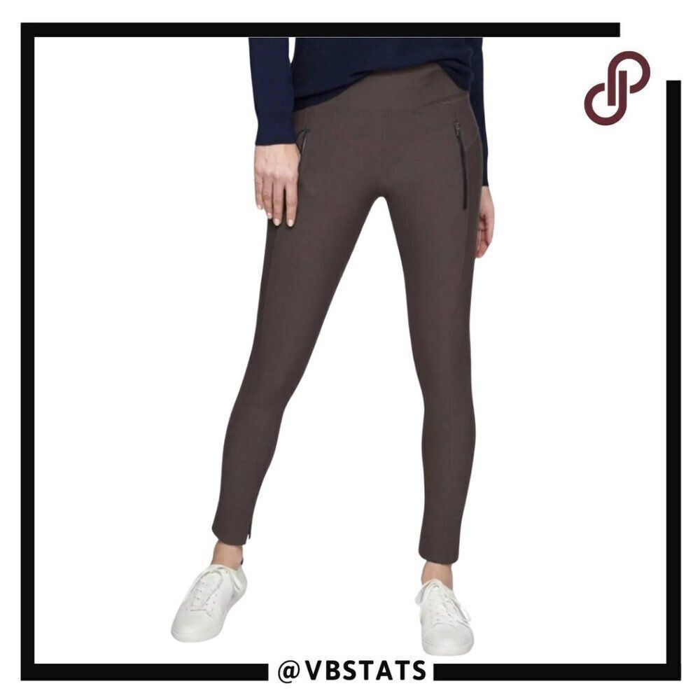 ATHLETA Stellar Espresso Brown High Rise Tight Leggings‎ Zip pockets Size Small